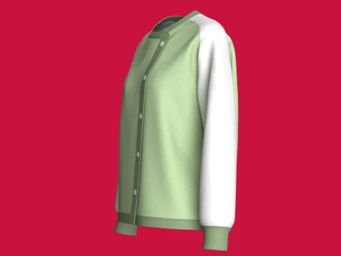 Girls Raglan Side Button-Up Sweatshirt 3D Model