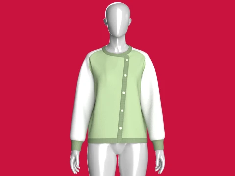 Girls Raglan Side Button-Up Sweatshirt 3D Model