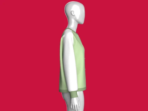 Girls Raglan Side Button-Up Sweatshirt 3D Model