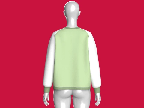Girls Raglan Side Button-Up Sweatshirt 3D Model
