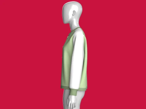 Girls Raglan Side Button-Up Sweatshirt 3D Model