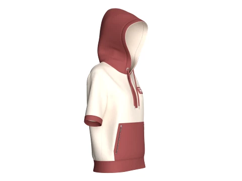 Girls Short Sleeve Quarter-Zip Hoodie 3D Model