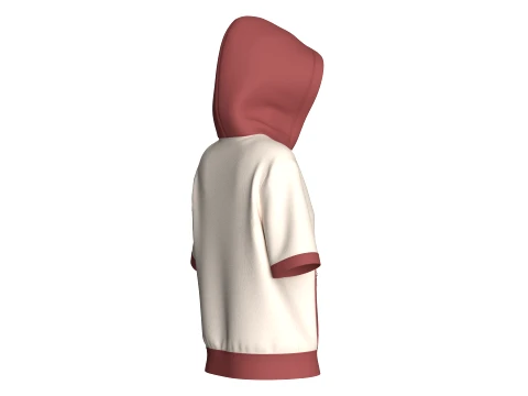 Girls Short Sleeve Quarter-Zip Hoodie 3D Model