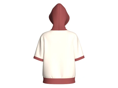 Girls Short Sleeve Quarter-Zip Hoodie 3D Model