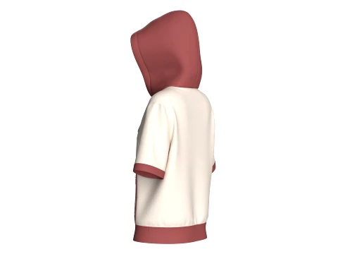 Girls Short Sleeve Quarter-Zip Hoodie 3D Model