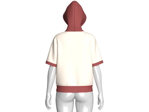 Girls Short Sleeve Quarter-Zip Hoodie 3D Model