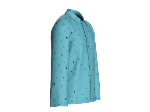 Men All-Over Printed Button Up Shirt 3D Model
