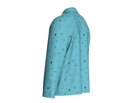 Men All-Over Printed Button Up Shirt 3D Model