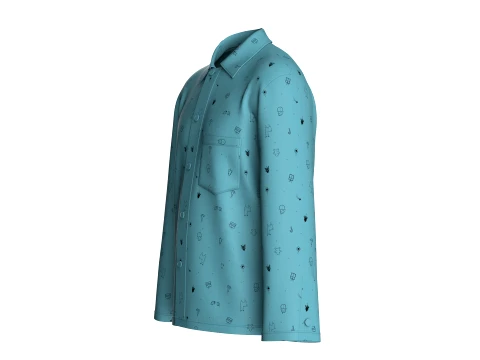 Men All-Over Printed Button Up Shirt 3D Model