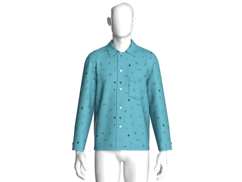 Men All-Over Printed Button Up Shirt 3D Model