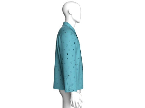 Men All-Over Printed Button Up Shirt 3D Model