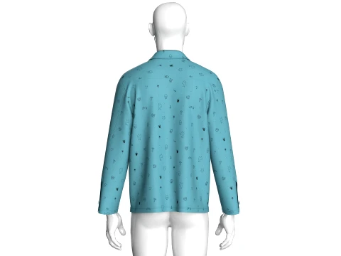 Men All-Over Printed Button Up Shirt 3D Model