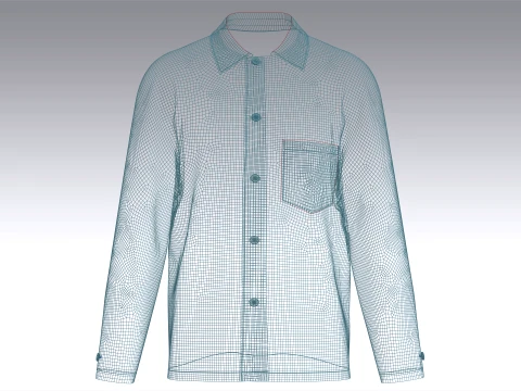 Men All-Over Printed Button Up Shirt 3D Model