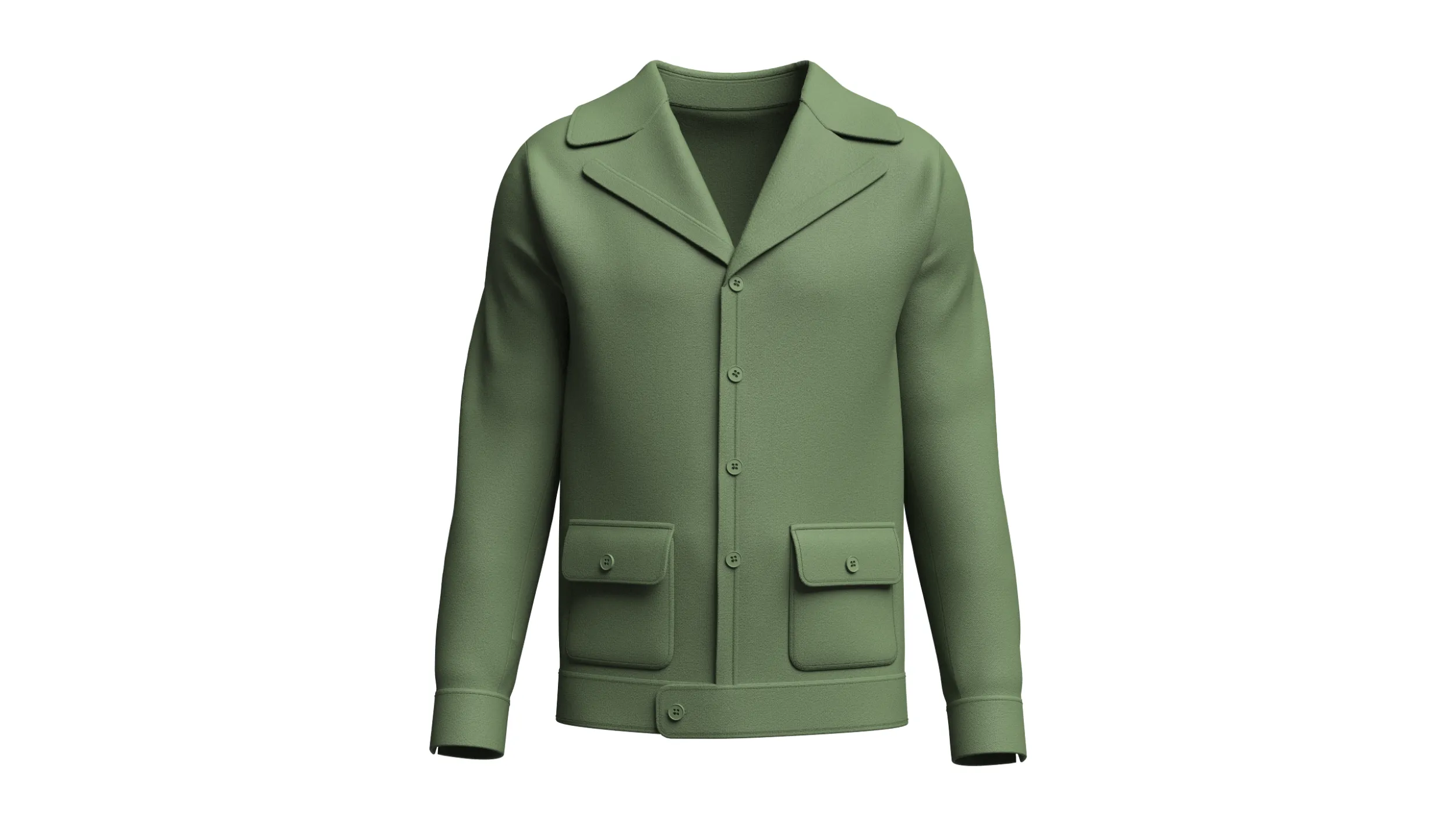 Men Button-Up Jacket With Flap Pockets 3D Model .c4d .max .obj .3ds .fbx .stl .blend 