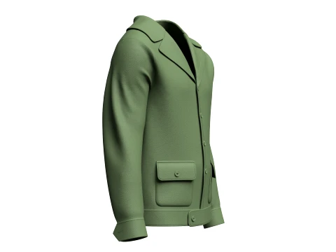 Men Button-Up Jacket With Flap Pockets 3D Model