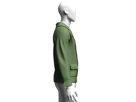 Men Button-Up Jacket With Flap Pockets 3D Model