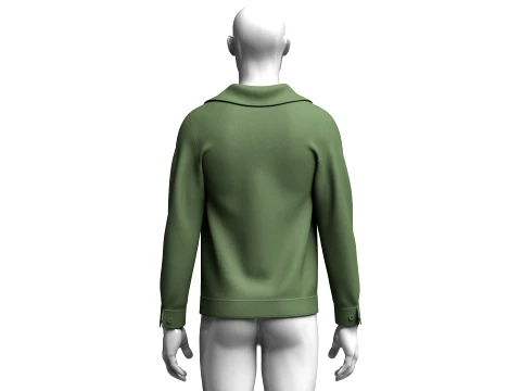 Men Button-Up Jacket With Flap Pockets 3D Model