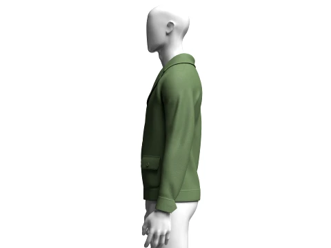 Men Button-Up Jacket With Flap Pockets 3D Model