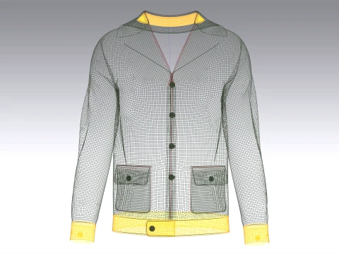 Men Button-Up Jacket With Flap Pockets 3D Model