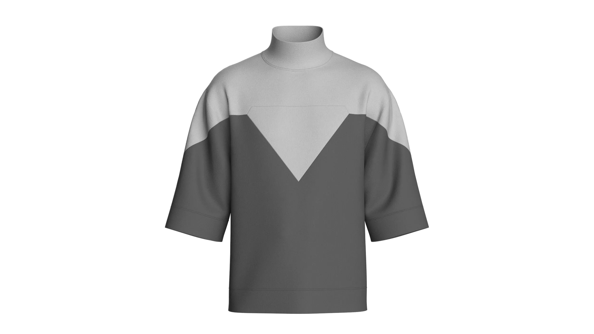 Men High Neck Drop-Shoulder Tshirt 3D Model .c4d .max .obj .3ds .fbx .stl .blend