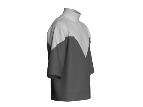 Men High Neck Drop-Shoulder Tshirt 3D Model