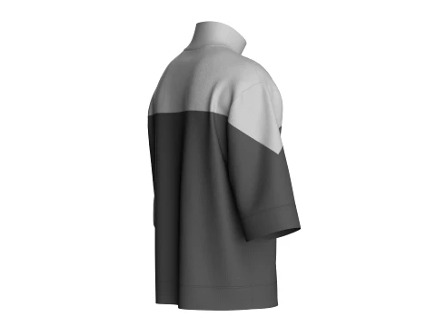 Men High Neck Drop-Shoulder Tshirt 3D Model