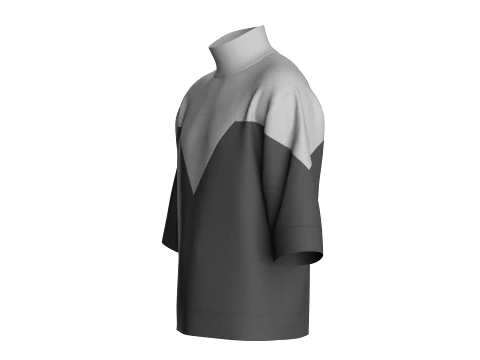 Men High Neck Drop-Shoulder Tshirt 3D Model