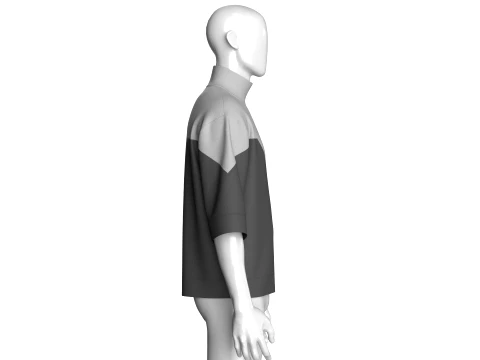 Men High Neck Drop-Shoulder Tshirt 3D Model