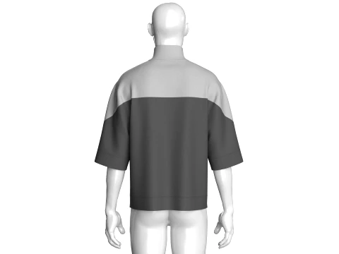 Men High Neck Drop-Shoulder Tshirt 3D Model