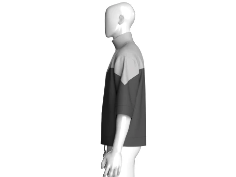 Men High Neck Drop-Shoulder Tshirt 3D Model