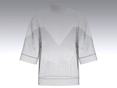 Men High Neck Drop-Shoulder Tshirt 3D Model