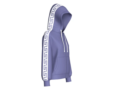 Girls Greek Key Side Taped Full-Zip Hoodie 3D Model