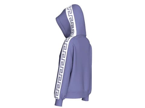 Girls Greek Key Side Taped Full-Zip Hoodie 3D Model