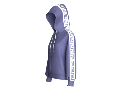 Girls Greek Key Side Taped Full-Zip Hoodie 3D Model