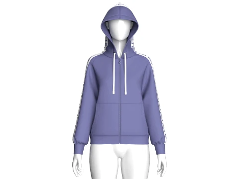 Girls Greek Key Side Taped Full-Zip Hoodie 3D Model