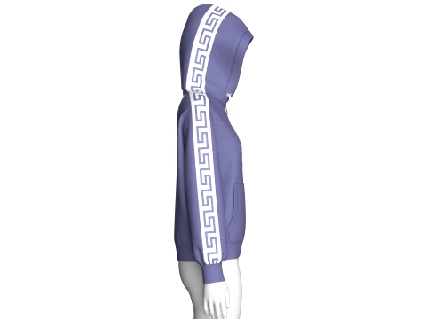 Girls Greek Key Side Taped Full-Zip Hoodie 3D Model