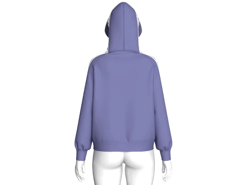Girls Greek Key Side Taped Full-Zip Hoodie 3D Model