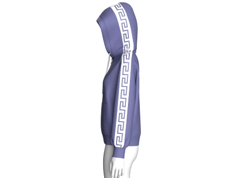 Girls Greek Key Side Taped Full-Zip Hoodie 3D Model