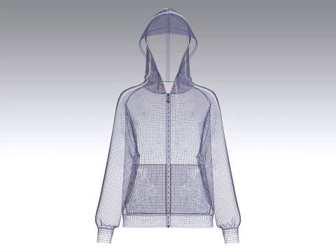 Girls Greek Key Side Taped Full-Zip Hoodie 3D Model