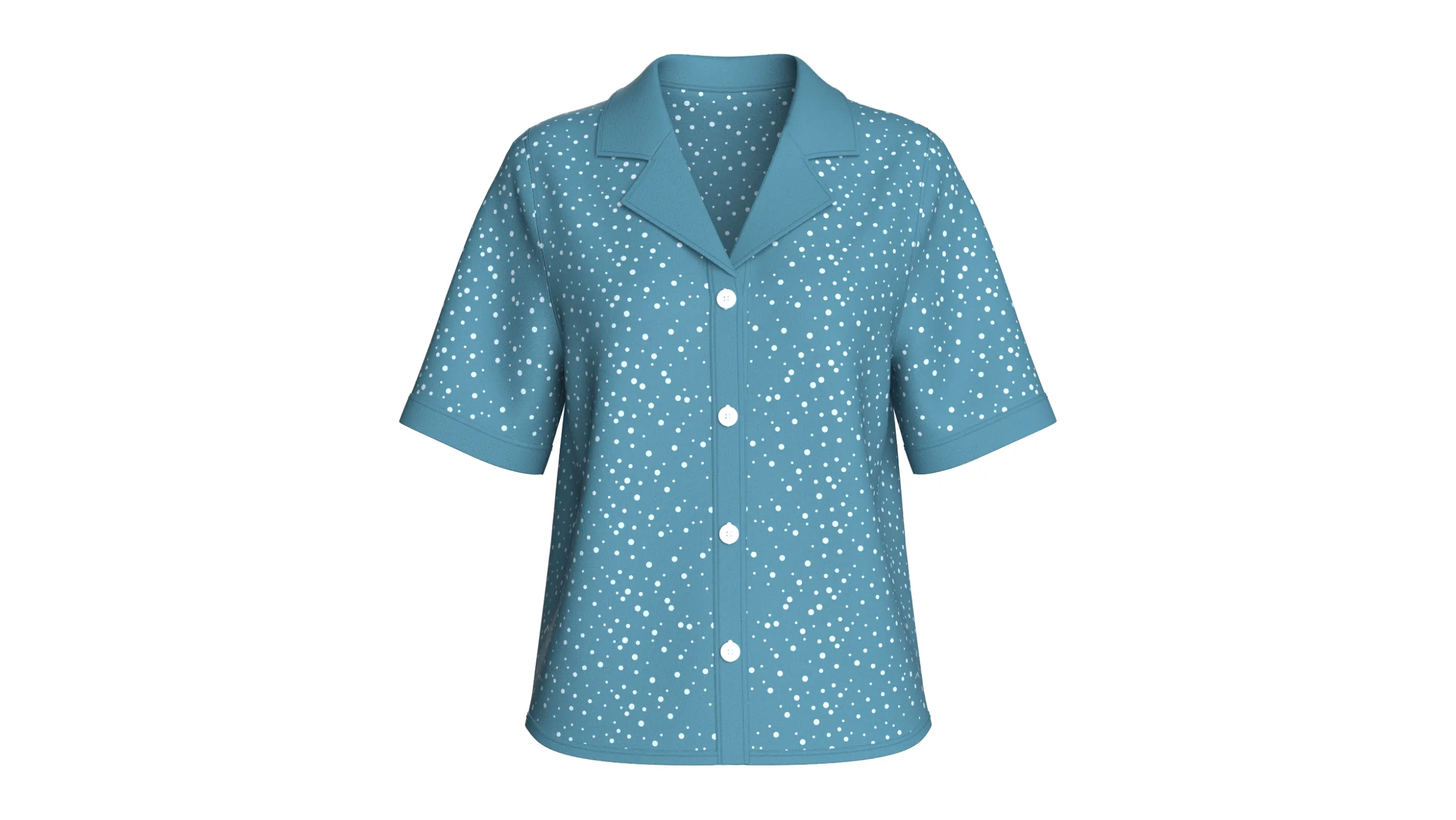 Girls Short Sleeve Notch Collar Polka Dot Shirt 3D Model .c4d .max .obj .3ds .fbx .stl .blend 