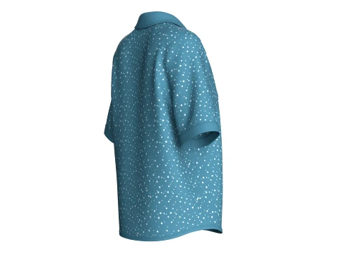 Girls Short Sleeve Notch Collar Polka Dot Shirt 3D Model