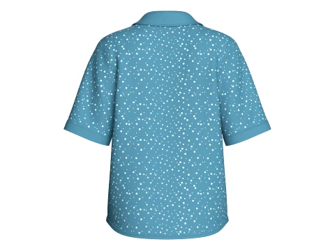 Girls Short Sleeve Notch Collar Polka Dot Shirt 3D Model