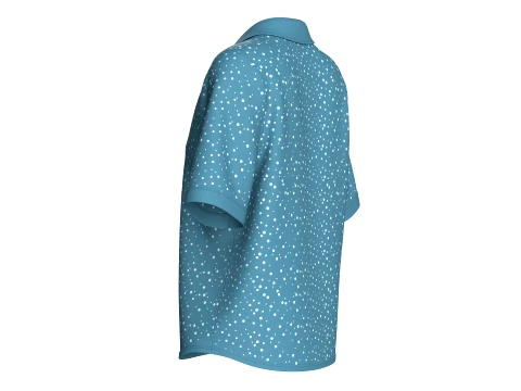 Girls Short Sleeve Notch Collar Polka Dot Shirt 3D Model