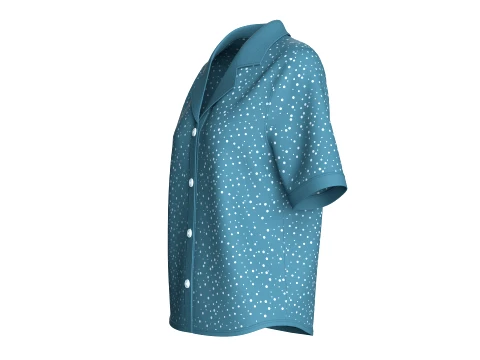 Girls Short Sleeve Notch Collar Polka Dot Shirt 3D Model
