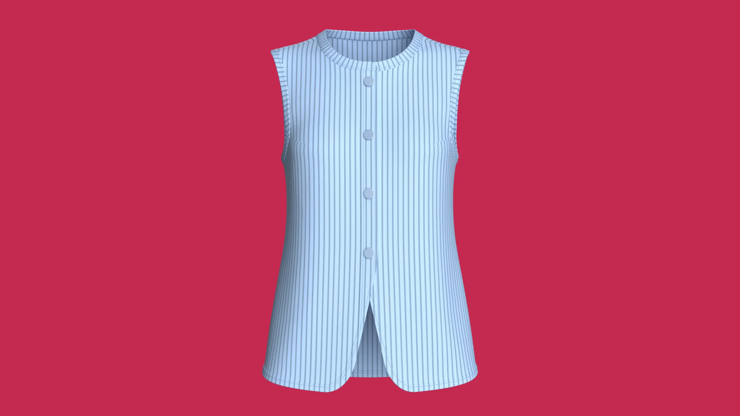 Top feminino sem mangas com bot&otilde;es e listras Modelo 3D .c4d .max .obj .3ds .fbx .stl .blend 
