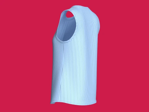 Top feminino sem mangas com bot&otilde;es e listras Modelo 3D
