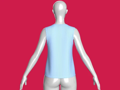 Top feminino sem mangas com bot&otilde;es e listras Modelo 3D