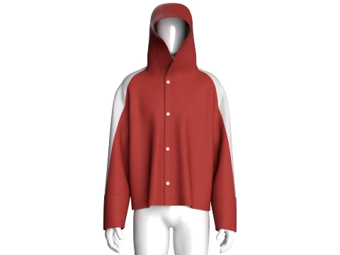 Men Color-Blocked Hooded Jacket 3D Model