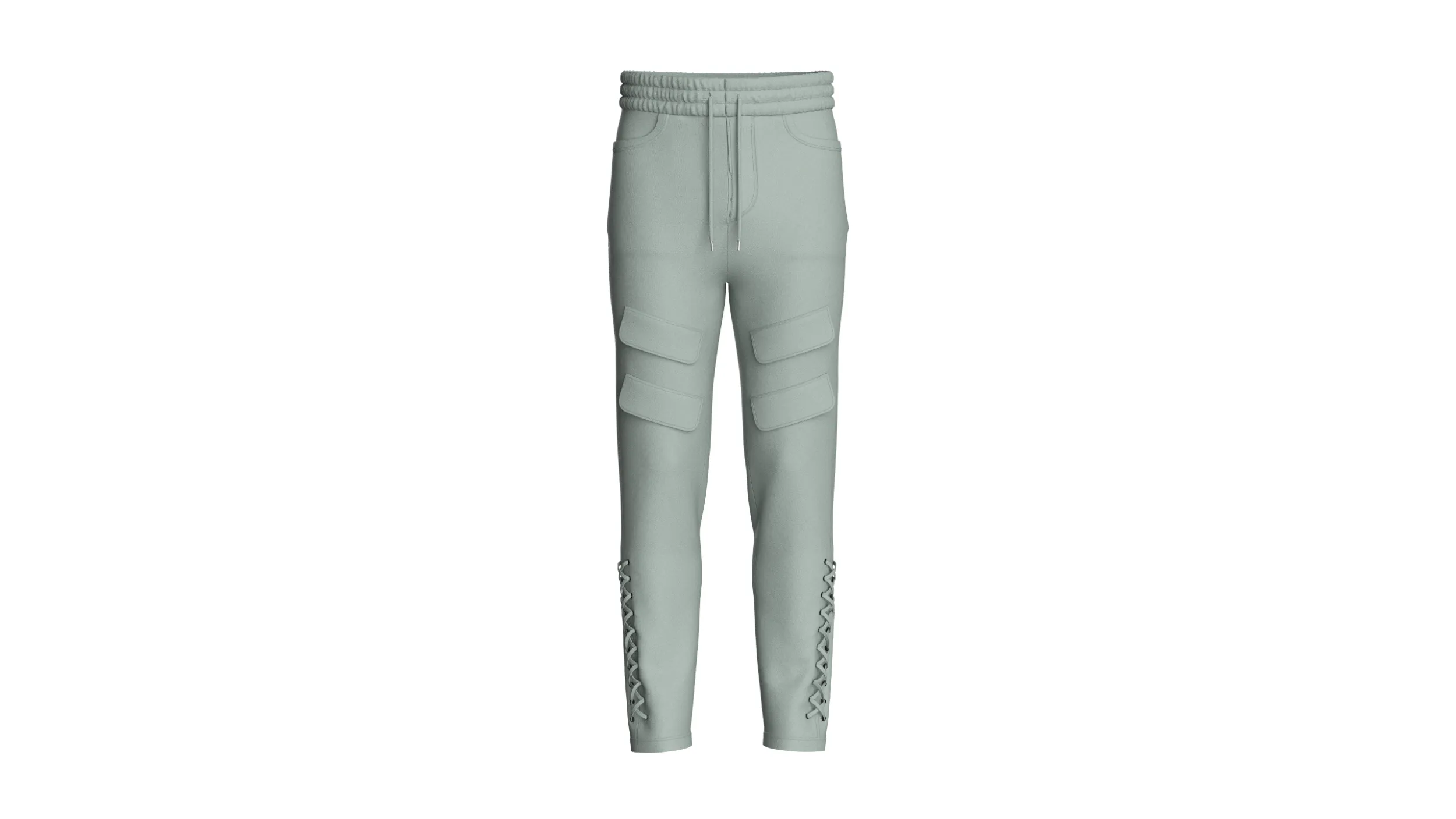 Men Lower Leg Lace-Up Pocket Pant 3D Model .c4d .max .obj .3ds .fbx .stl .blend 