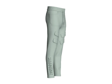 Men Lower Leg Lace-Up Pocket Pant 3D Model